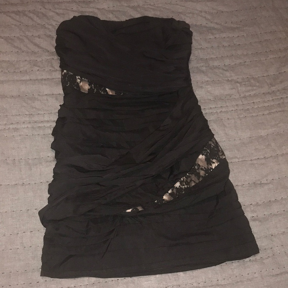 Sz8 Express black/gold/lace night dress